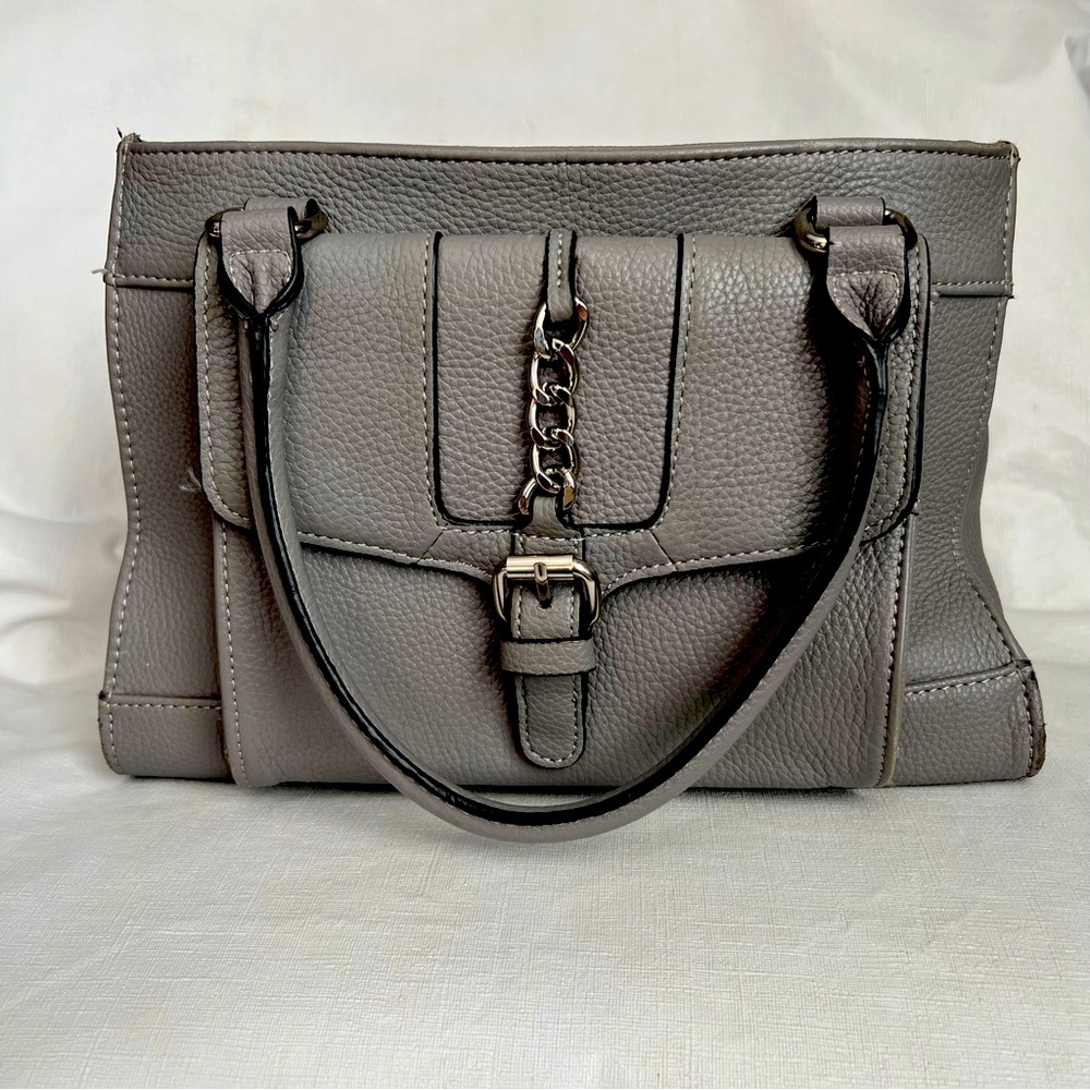 Giani Bernini Grey Pebble Leather Satchel Bag